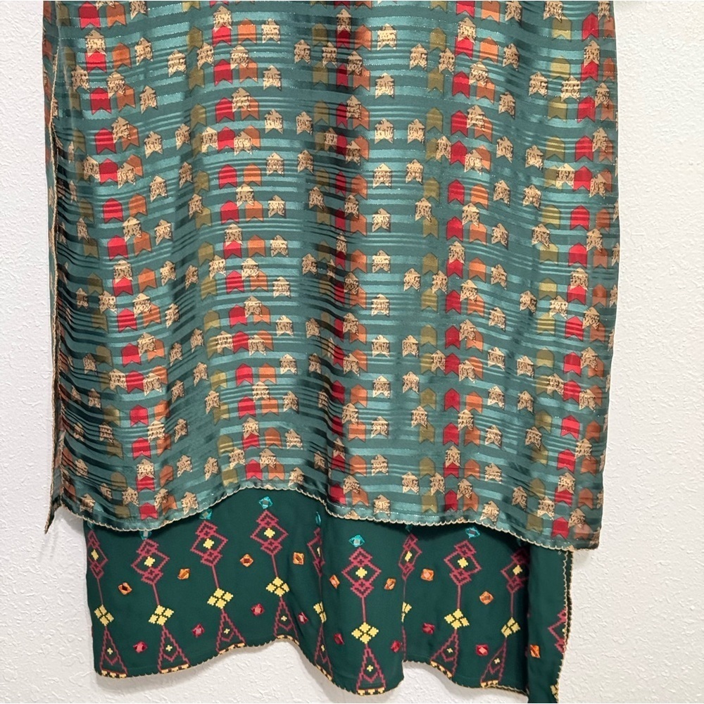 Le Reve All-Over Printed Flared Long Tunic Kurti Size Large - Picture 4 of 11